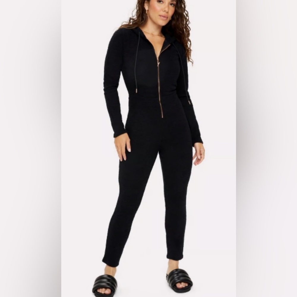 YITTY Black Textured Jumpsuit